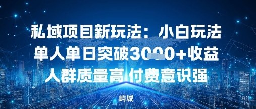 私域项目新玩法：小白玩法单人单日突破1k收益人群质量高付费意识强-沈臣知识库