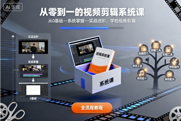 从零到一的视频剪辑系统课，从0基础–系统掌握–实战进阶，学拍视频剪辑-沈臣知识库
