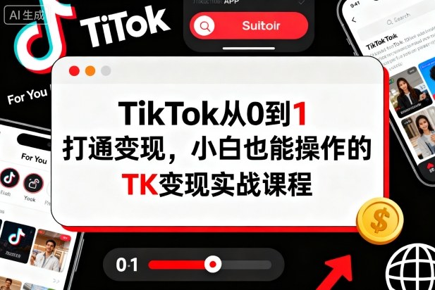 TikTok从0到1打通变现,小白也能操作的TK变现实战课程-沈臣知识库