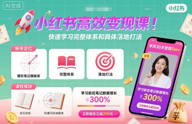 小红书高效变现课，快速学习小红书完整体系和具体落地打法-沈臣知识库